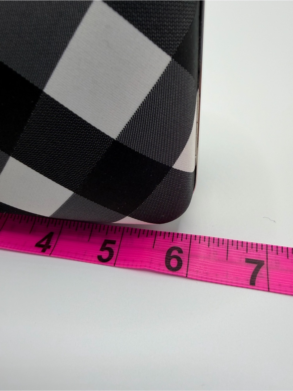 Black and White Checkered Convertible Box Clutch with Silver Chain Strap - Picture 8 of 10